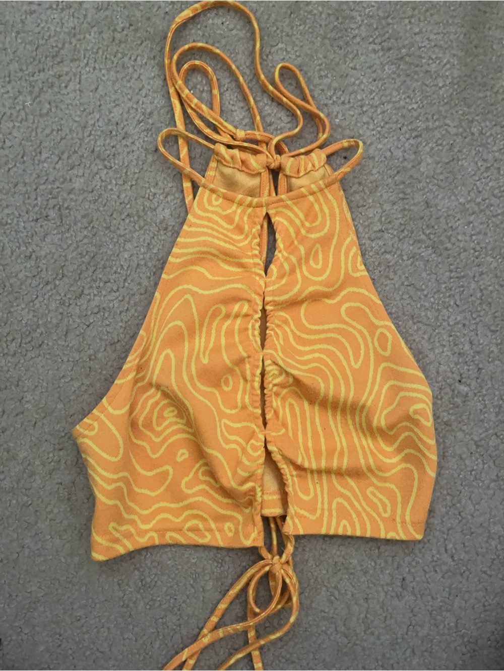 Urban Outfitters Orange & Yellow Halter Crop Top with Tie Back
